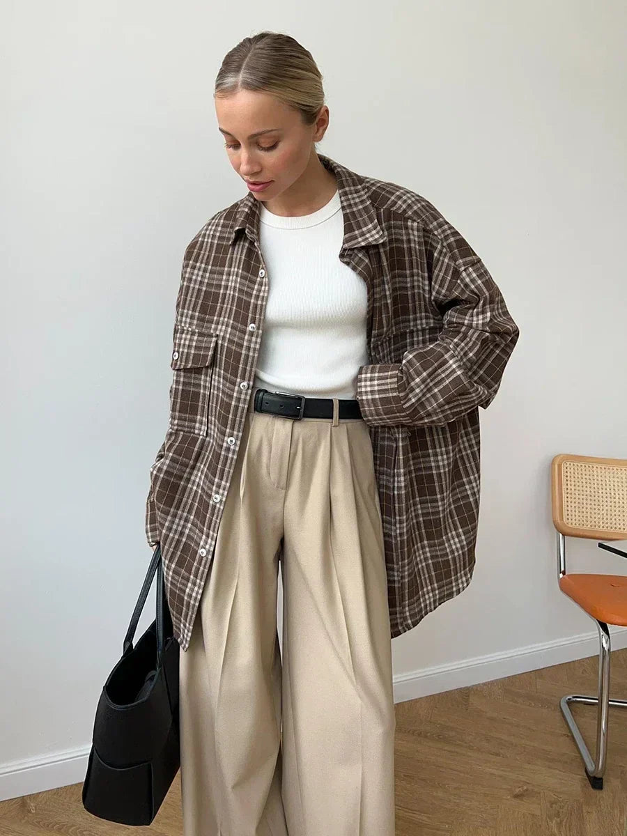 Emma Loose Checked Blouse