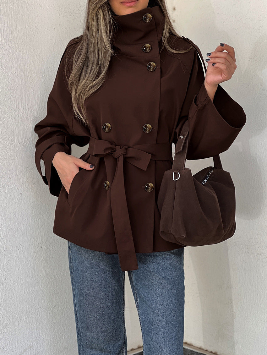 Aida Lace-up Cropped Trench Coat