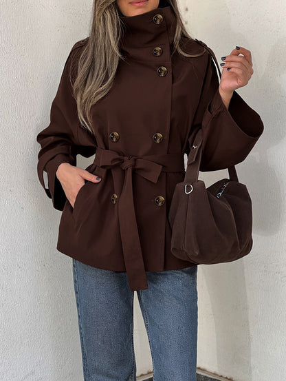 Aida Lace-up Cropped Trench Coat