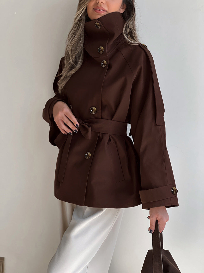 Aida Lace-up Cropped Trench Coat