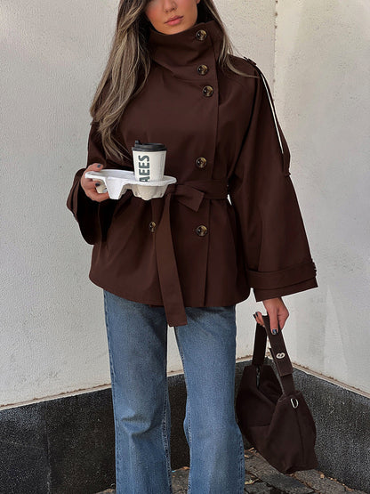 Aida Lace-up Cropped Trench Coat