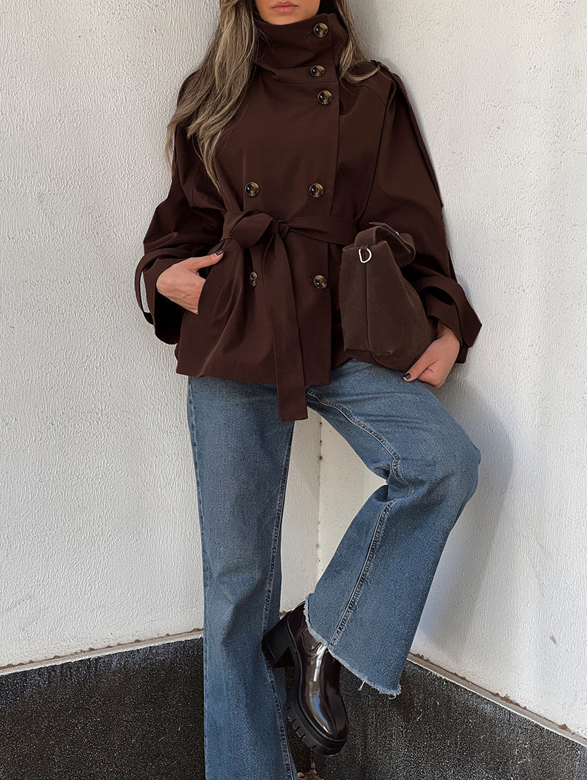 Aida Lace-up Cropped Trench Coat