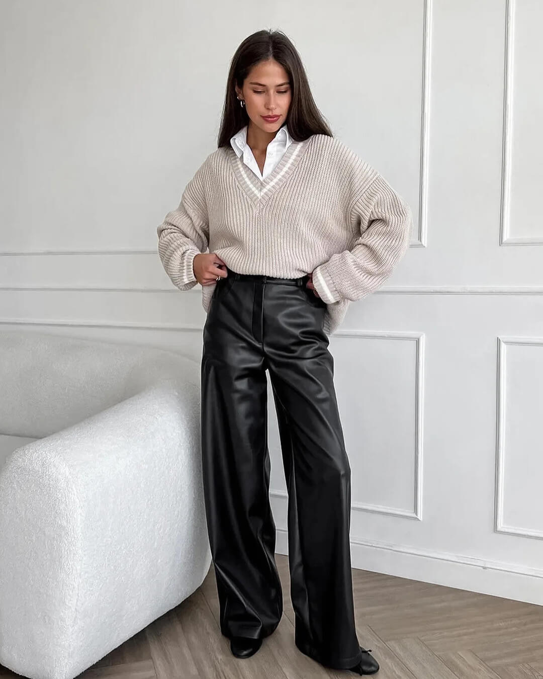 Ada Wide Leg Leather Pants