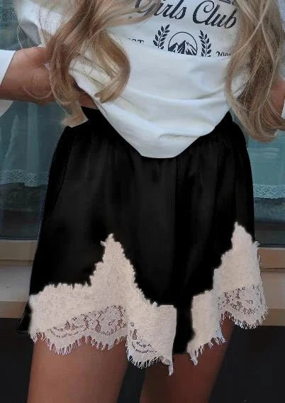 Dominique Satin Silk Lace Shorts