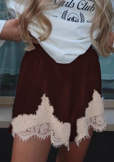 Dominique Satin Silk Lace Shorts