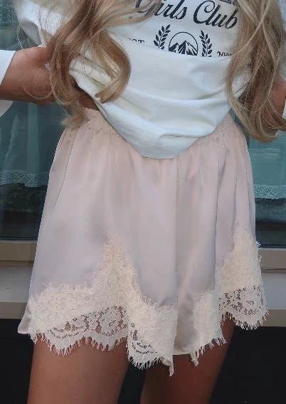 Dominique Satin Silk Lace Shorts