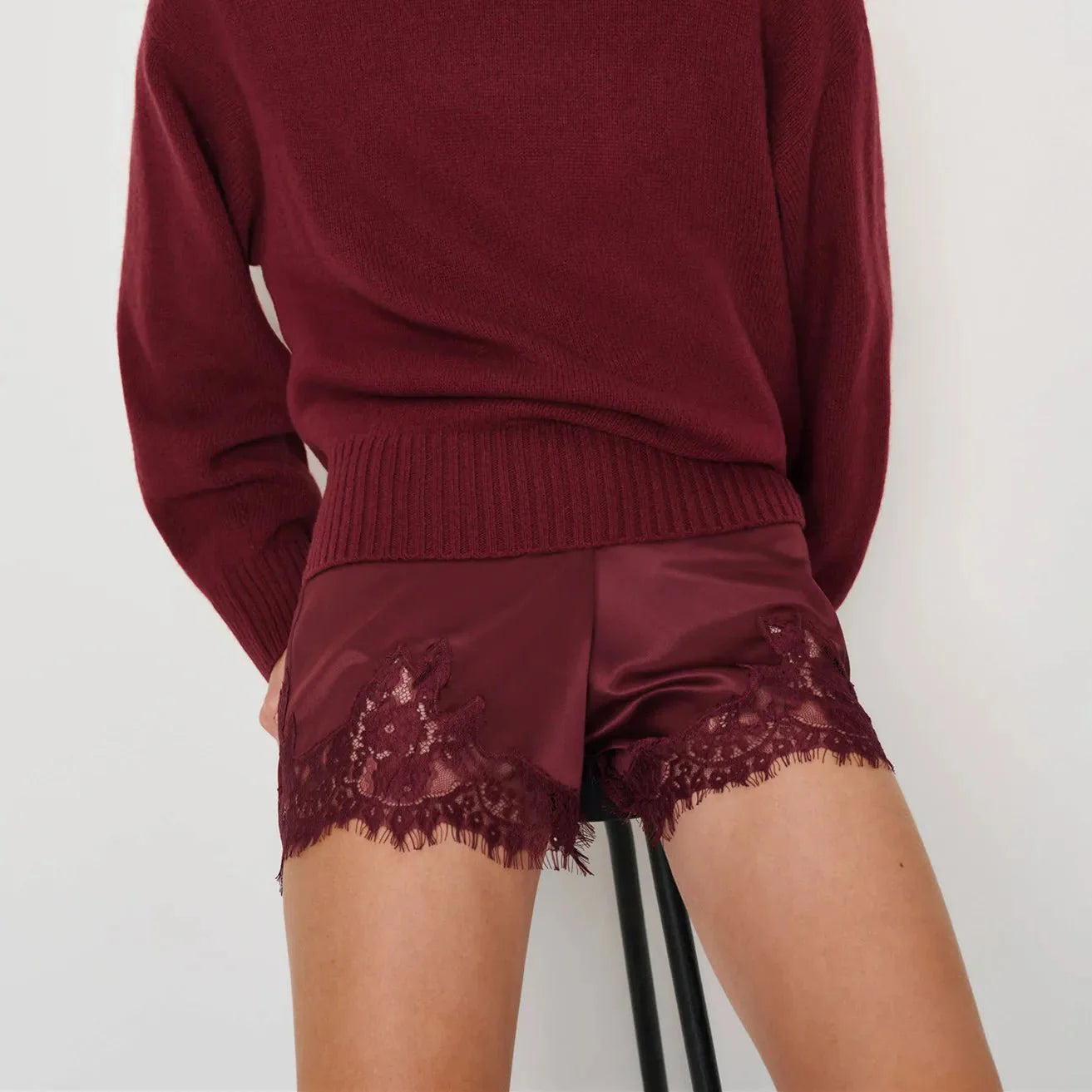 Dominique Satin Silk Lace Shorts