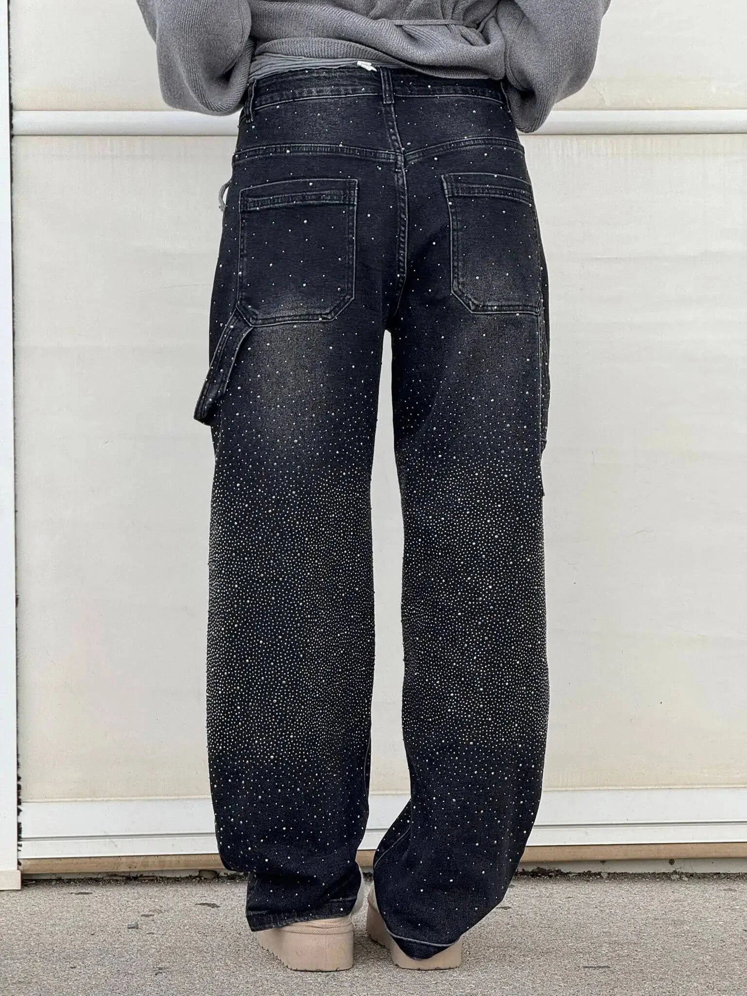 Jeremy Sparkling Baggy Cargo Denim Pants