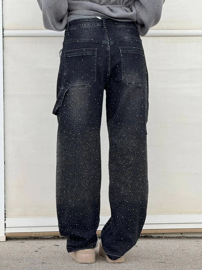 Jeremy Sparkling Baggy Cargo Denim Pants