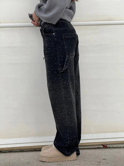 Jeremy Sparkling Baggy Cargo Denim Pants