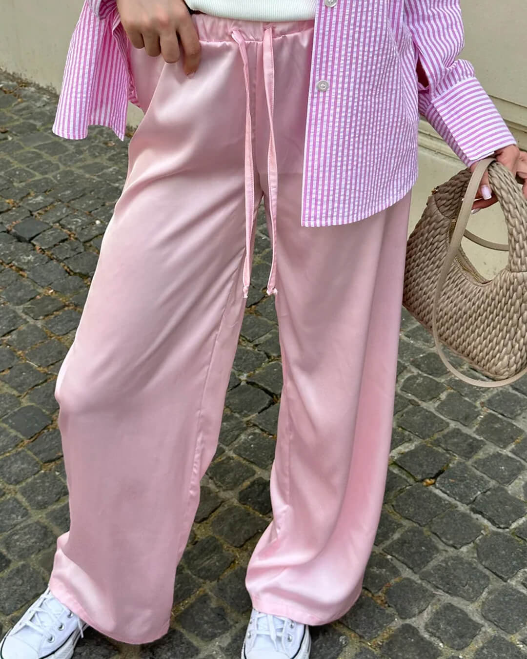 Norma High Waist Satin Wide Leg Trousers