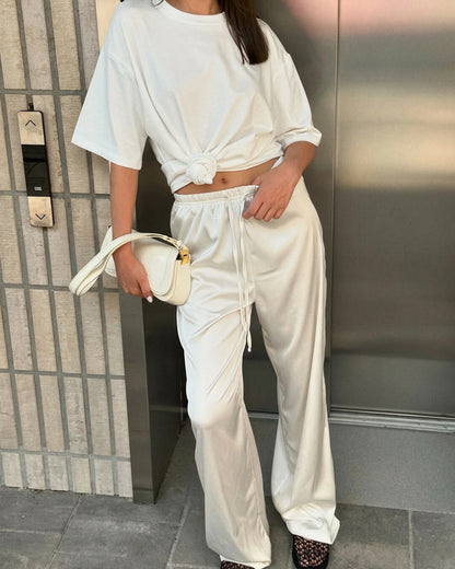 Norma High Waist Satin Wide Leg Trousers