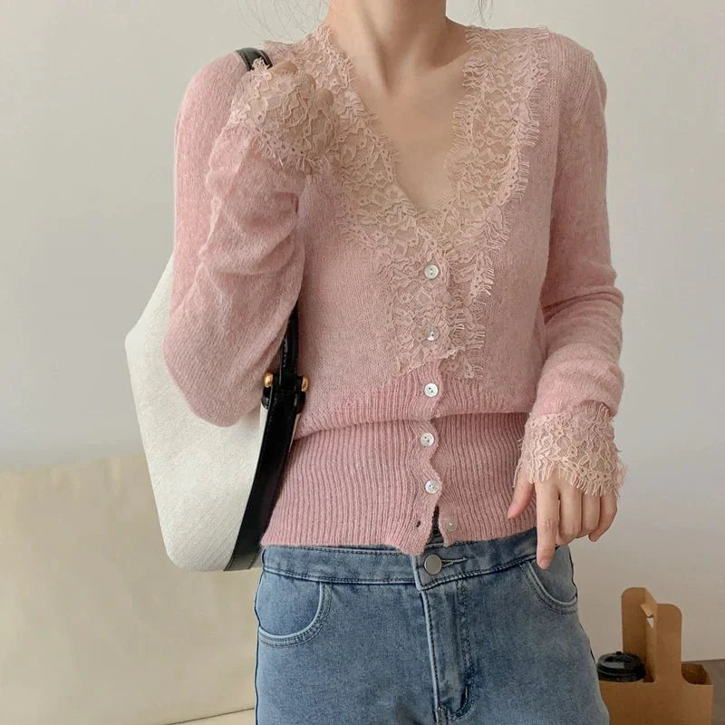 Aurelie Knitted Lace Cardigan