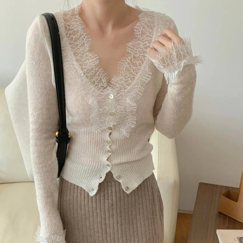 Aurelie Knitted Lace Cardigan