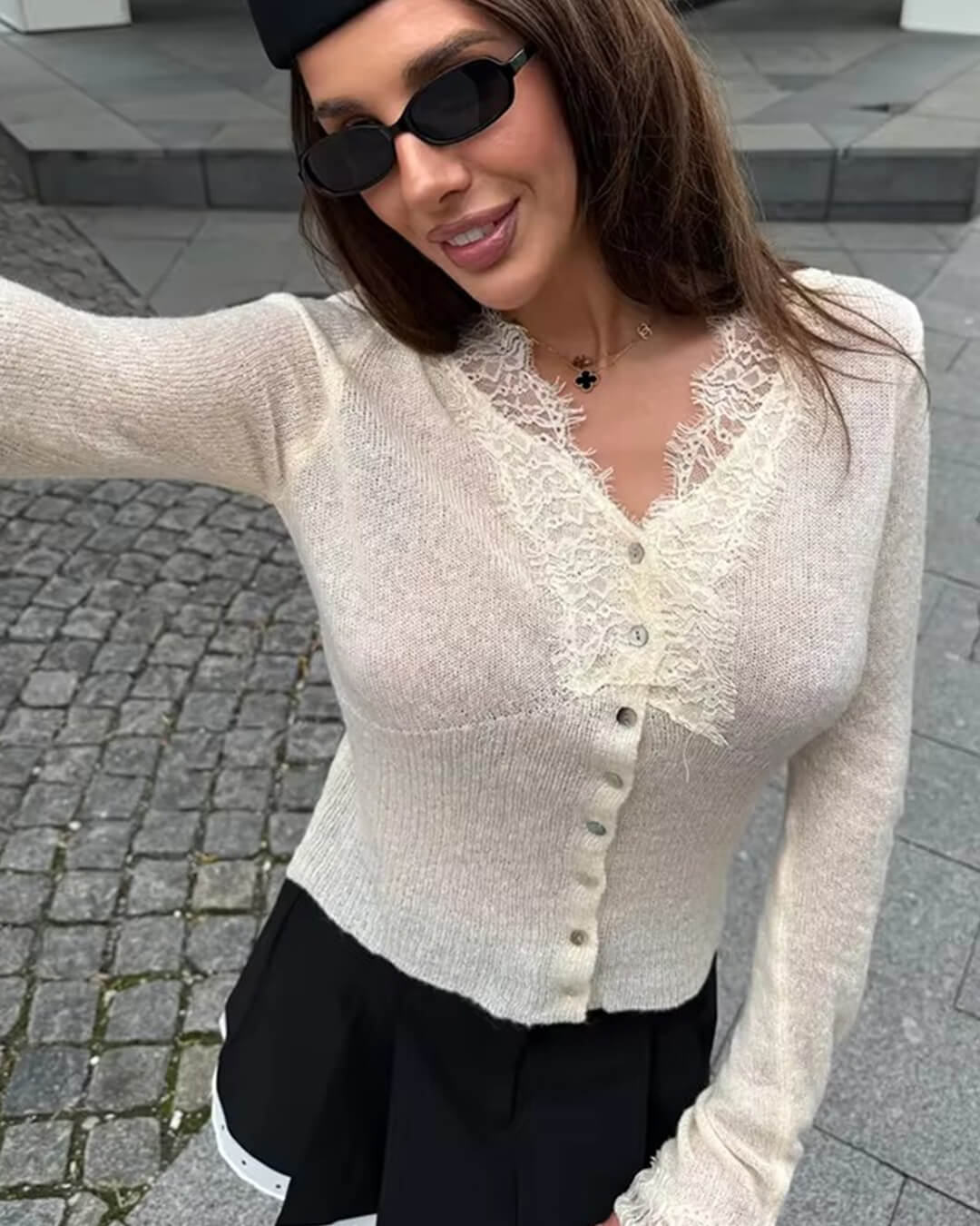 Aurelie Knitted Lace Cardigan