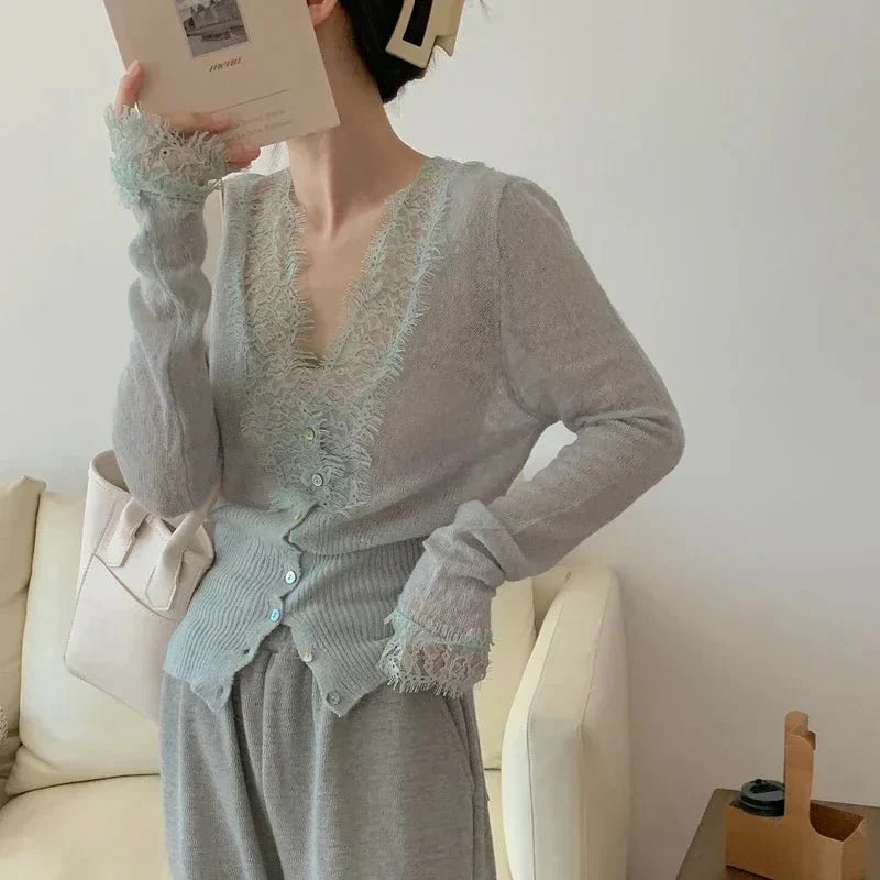 Aurelie Knitted Lace Cardigan