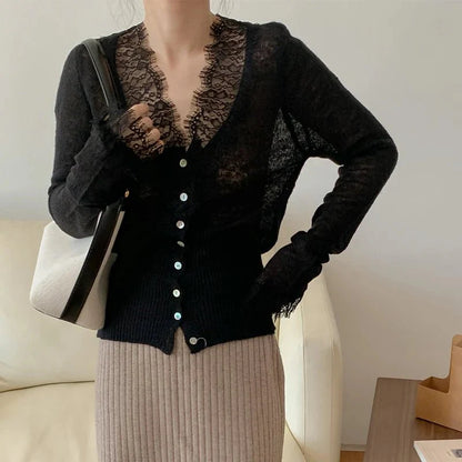 Aurelie Knitted Lace Cardigan