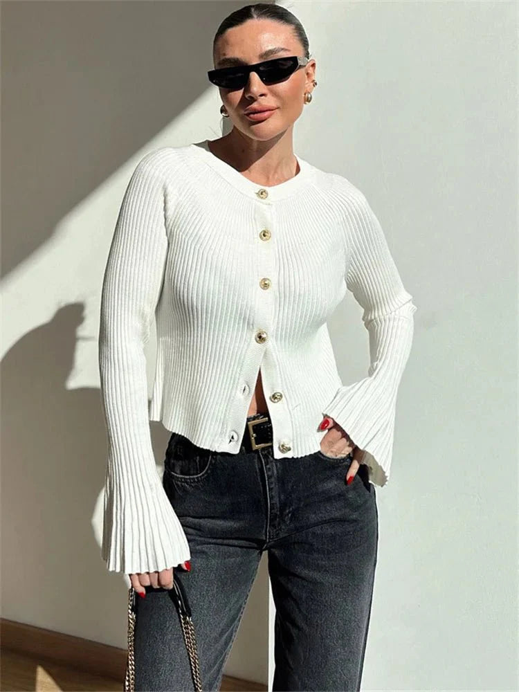 Eloisa Ribbed Knit Long Sleeve Cardigan