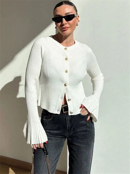 Eloisa Ribbed Knit Long Sleeve Cardigan