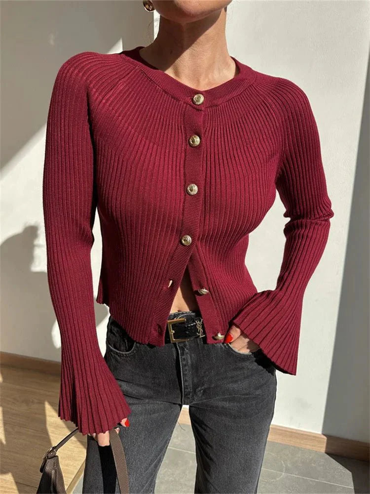 Eloisa Ribbed Knit Long Sleeve Cardigan