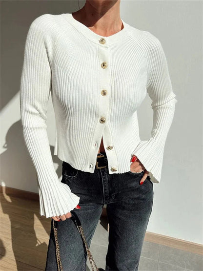 Eloisa Ribbed Knit Long Sleeve Cardigan