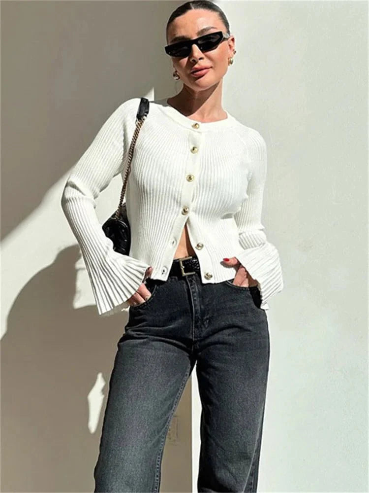 Eloisa Ribbed Knit Long Sleeve Cardigan