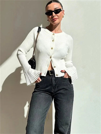 Eloisa Ribbed Knit Long Sleeve Cardigan