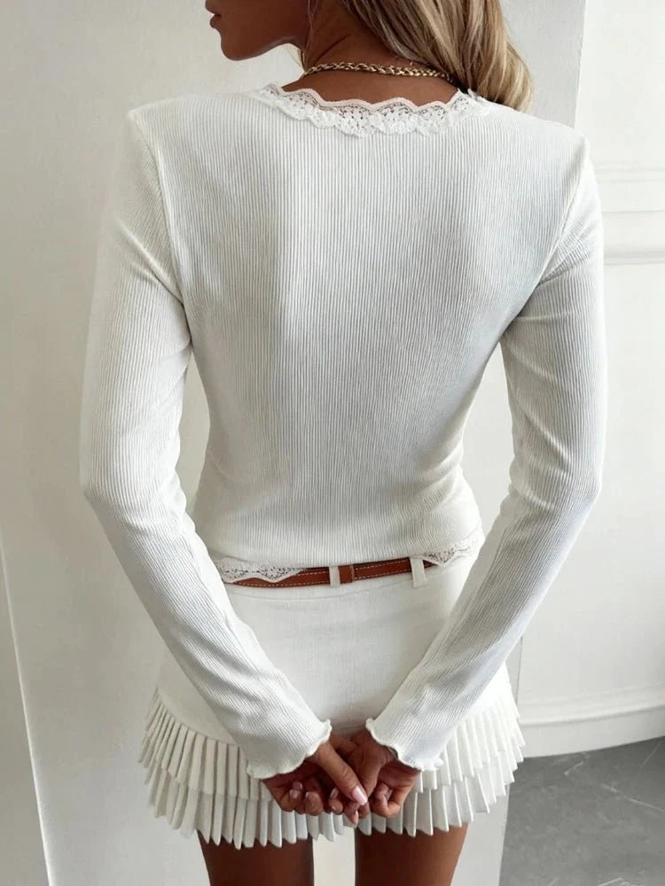 Sharon Cropped Lace Knit Cardigan