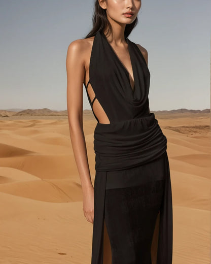 Elyse Halterneck Backless Maxi Dress