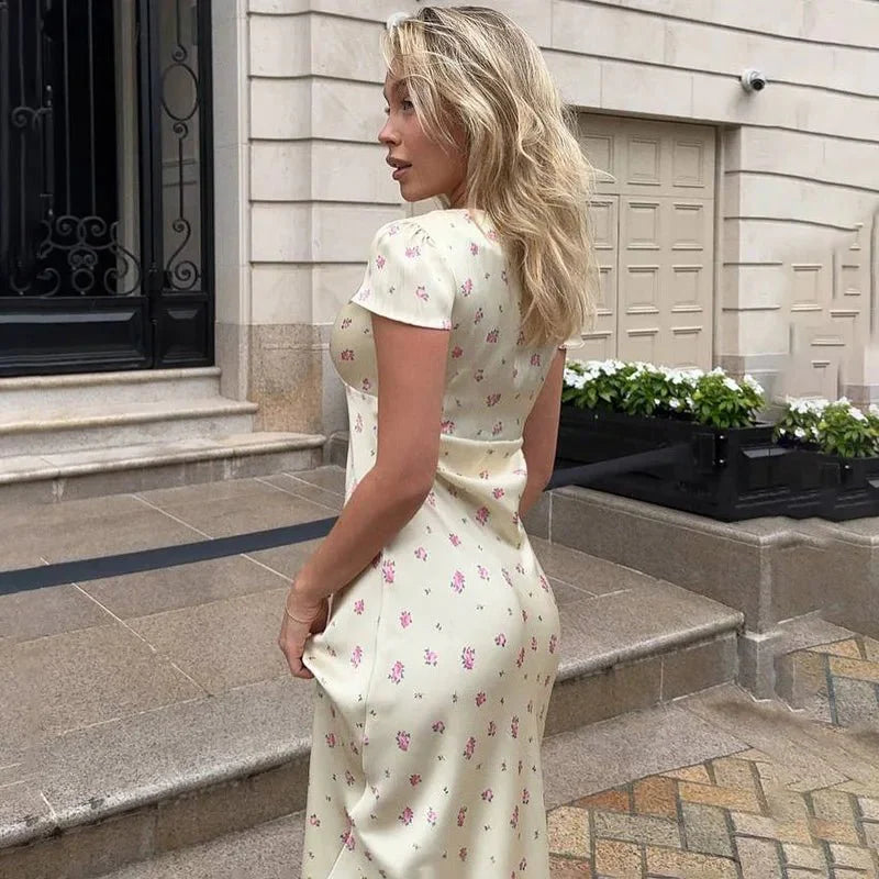 Jamila Printed Satin Midi Dress