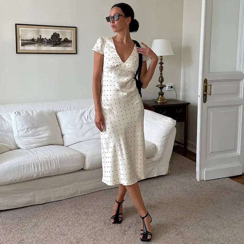 Jamila Printed Satin Midi Dress