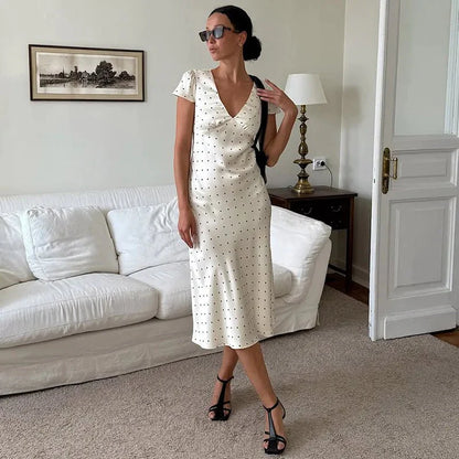 Jamila Printed Satin Midi Dress