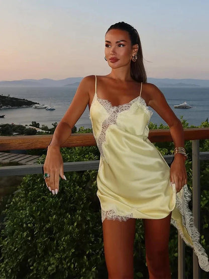 Kara Asymmetric Satin Mini Dress