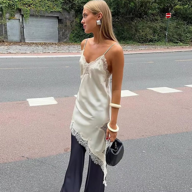 Kara Asymmetric Satin Mini Dress