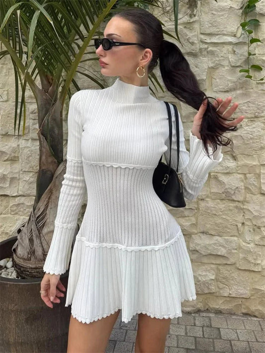 Thelma Knit Ruffled Mini Dress