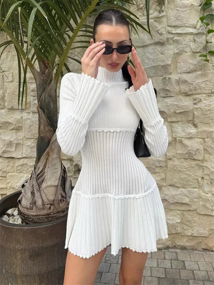 Thelma Knit Ruffled Mini Dress