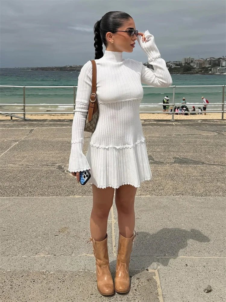 Thelma Knit Ruffled Mini Dress