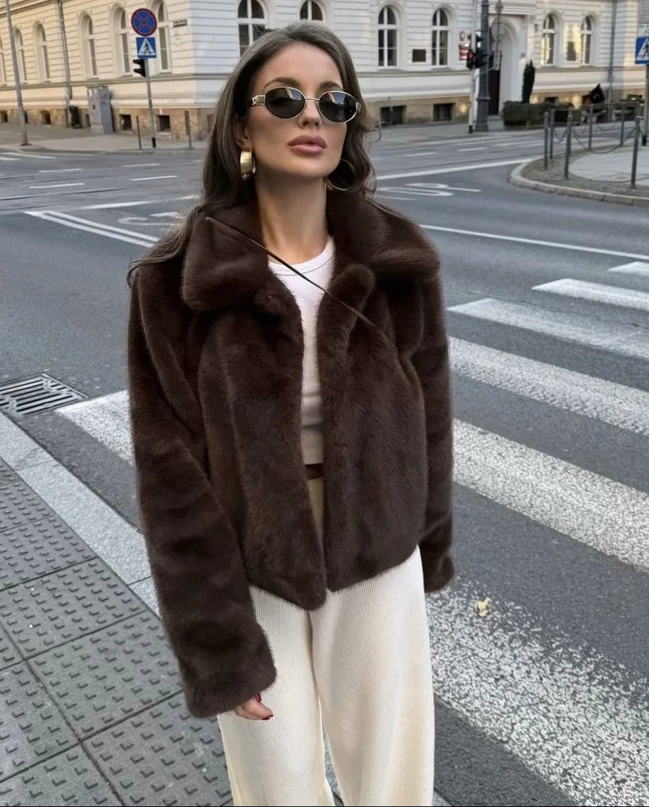 Abby Short Faux Fur Collared Coat
