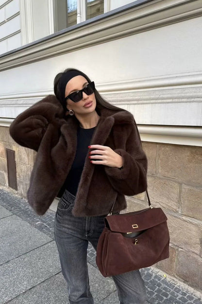 Abby Short Faux Fur Collared Coat