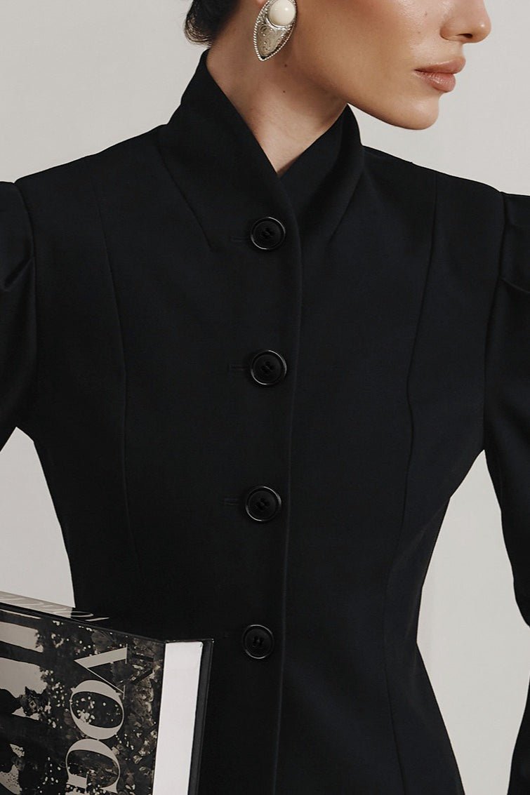 Aira Stand Collar Flared Blazer