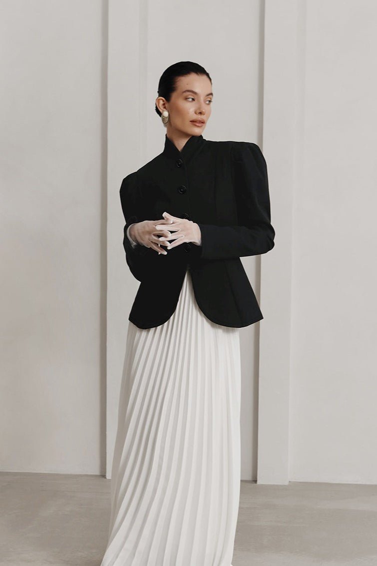 Aira Stand Collar Flared Blazer