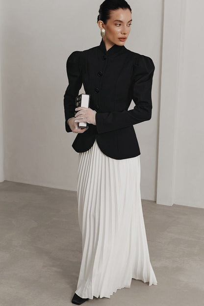 Aira Stand Collar Flared Blazer