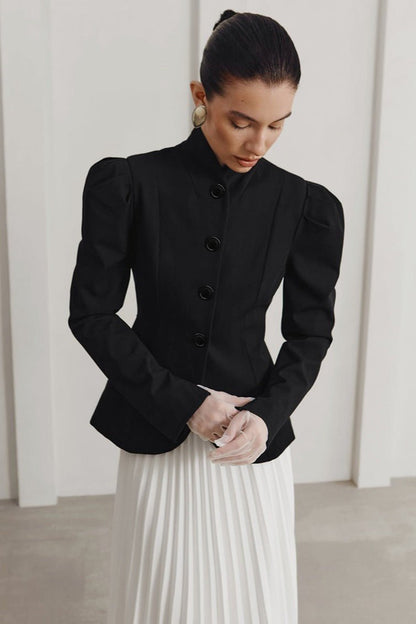 Aira Stand Collar Flared Blazer