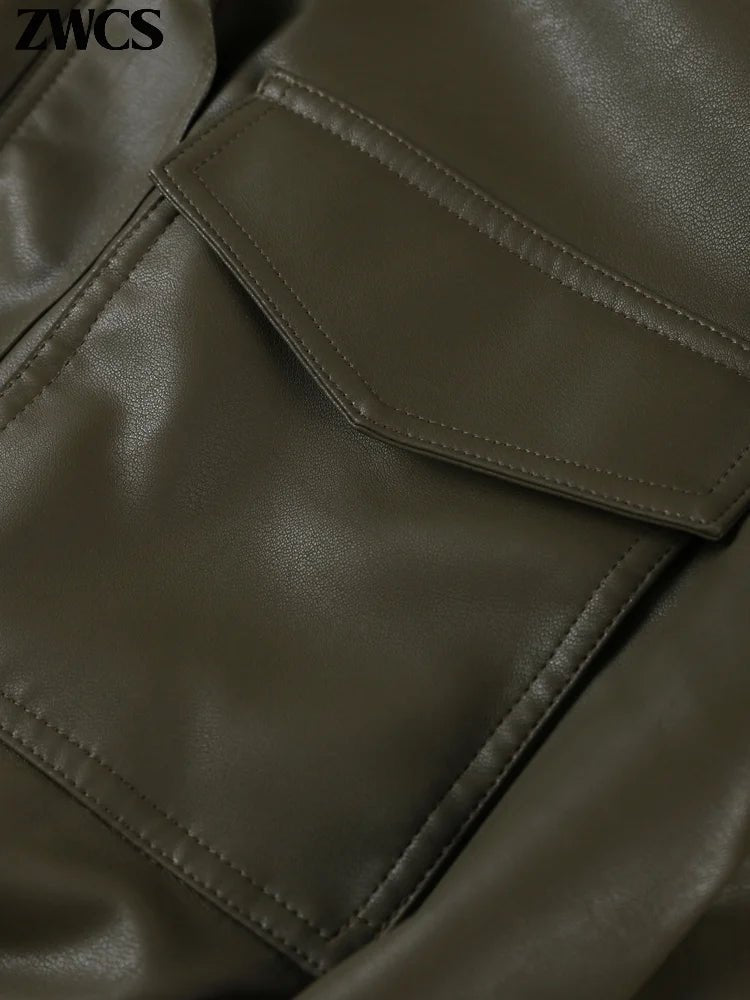 Brianna Faux Leather Bomber Jacket