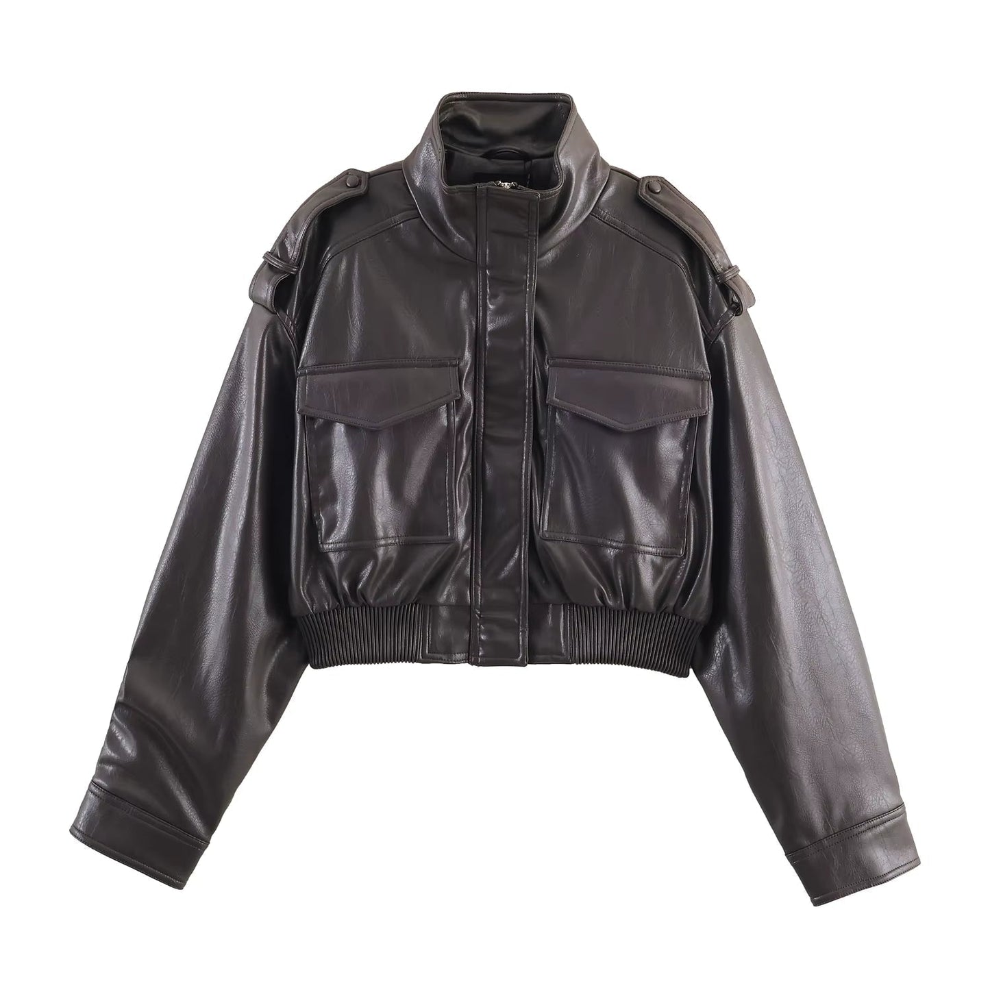 Brianna Faux Leather Bomber Jacket