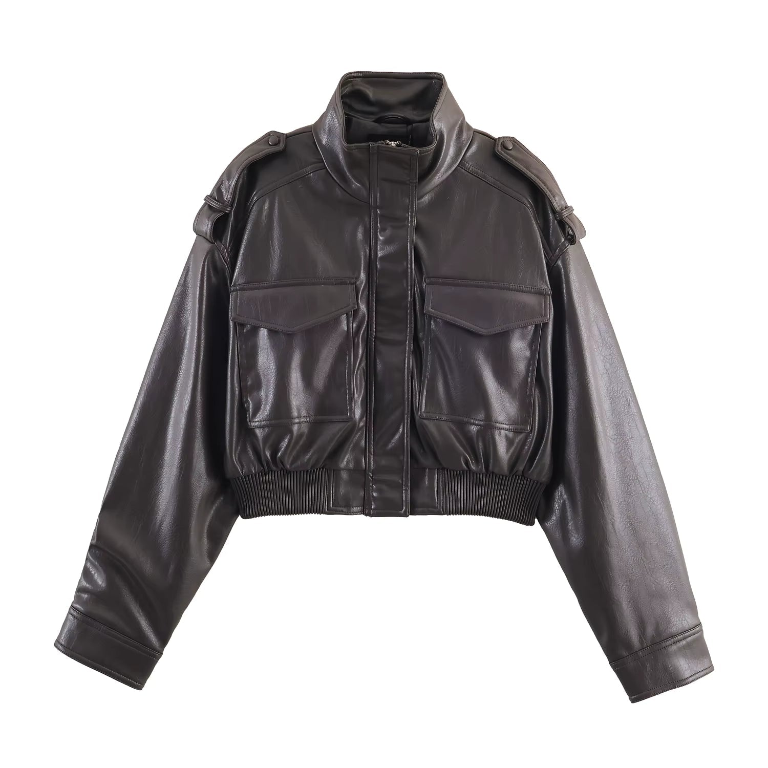 Brianna Faux Leather Bomber Jacket
