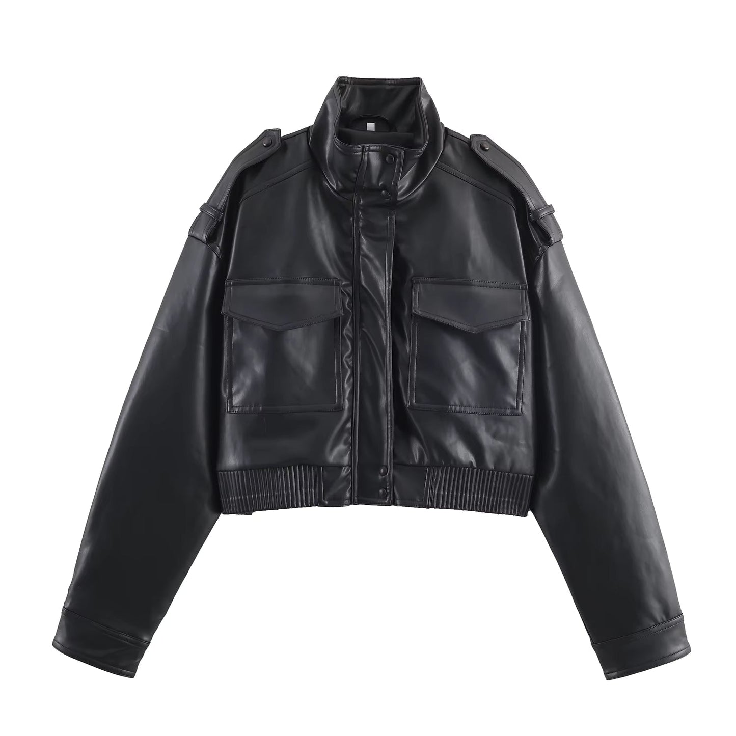 Brianna Faux Leather Bomber Jacket