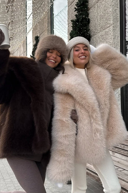 Emilie Puffy Collar Faux Fur Coat