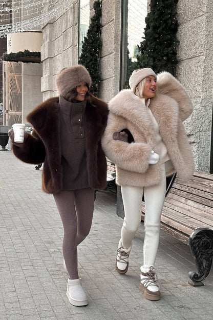 Emilie Puffy Collar Faux Fur Coat