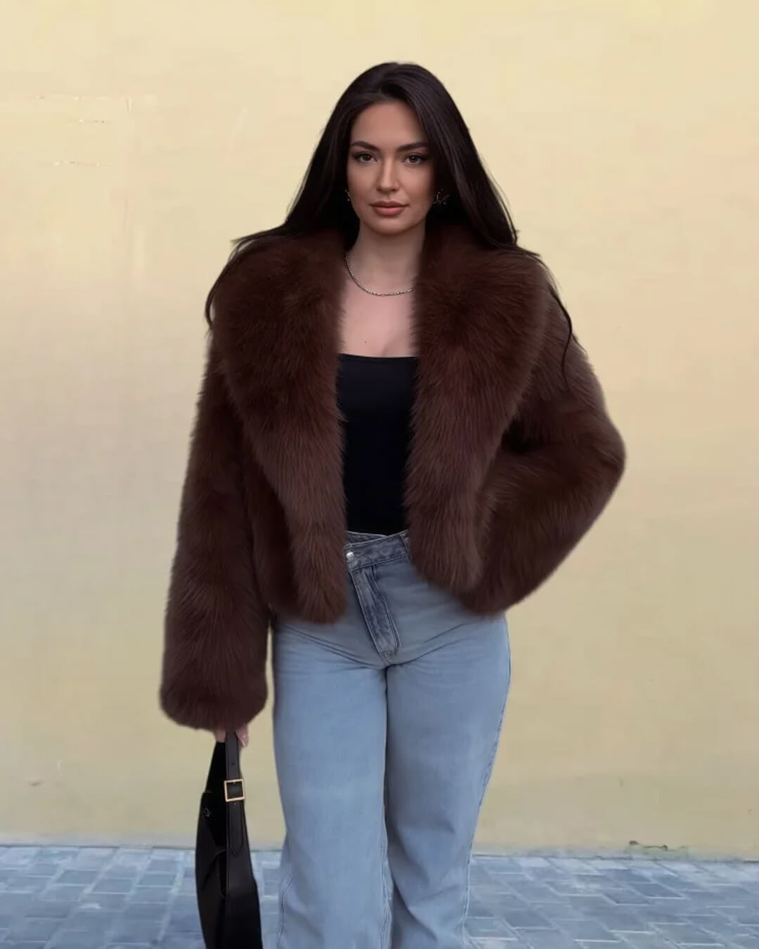 Emilie Puffy Collar Faux Fur Coat